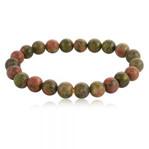 Natural Round Bead Unakite Healing Crytal Semi Precious Stone Bracelet