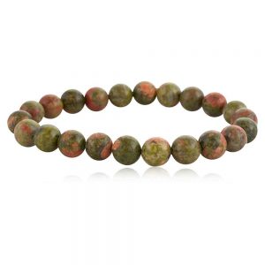 Natural Round Bead Unakite Healing Crytal Semi Precious Stone Bracelet