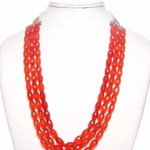 Genuine Orange Jade Semi Precious Gemstone Comfortable Necklace