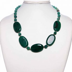 Onyx Chakra Healing Semi Precious Green Gemstone 19″ Feminine Necklace