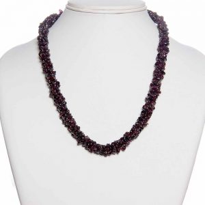 Genuine Chiselled Crystal Royal Garnet Stone Semi Precious Necklace