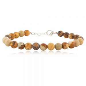 Genuine Reiki Crystal Picture Jasper Semi Precious Gemstone Bracelet
