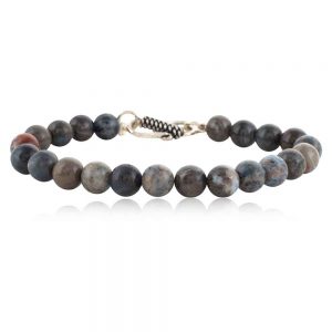 Natural Grey Petrified Reiki Crystal Semi Precious Stone Bracelet