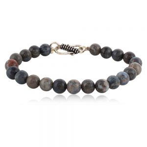 Natural Grey Petrified Reiki Crystal Semi Precious Stone Bracelet