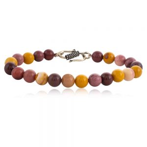 Natural Reiki Multicolor Semi Precious Mookaite Stone Energy Bracelet