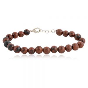 Genuine Reiki Brown Black Semi Precious Mahogany Stone Growth Bracelet