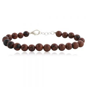 Genuine Reiki Brown Black Semi Precious Mahogany Stone Growth Bracelet