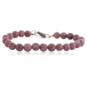 Natural Reiki Pink Lepidolite Semi Precious Stone Transition Bracelet