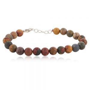 Natural Crystal Multi Picasso Jasper Semi Precious Stone Bracelet