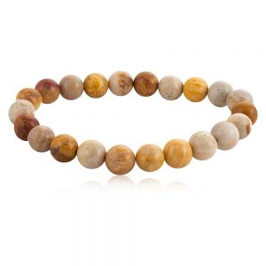 Natural Peach Crytal Fossilized Coral Semi Precious Stone Bracelet