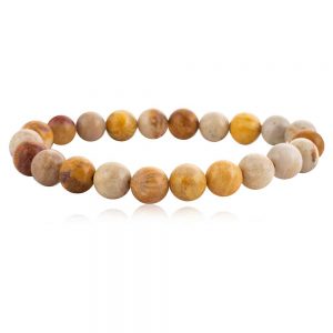 Natural Peach Crytal Fossilized Coral Semi Precious Stone Bracelet