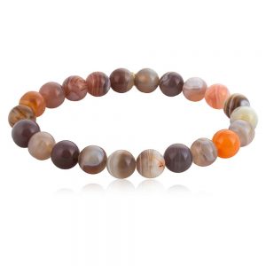Natural Round Bead Crytal Botswana-agate Semi Precious Stone Bracelet