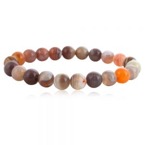 Natural Round Bead Crytal Botswana-agate Semi Precious Stone Bracelet