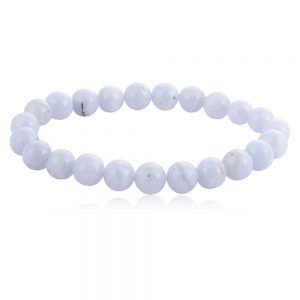 Natural Blue Lace Agate Healing Crystal Semi Precious Stone Bracelet