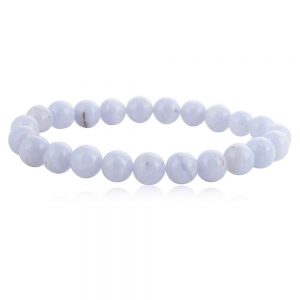 Natural Blue Lace Agate Healing Crystal Semi Precious Stone Bracelet
