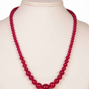 Handcrafted Fine Crimson Red Color Onyx Semi Precious Stone Necklace