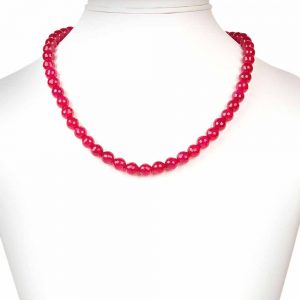 Genuine Red Onyx Crystal Round Beads Semi Precious Gemstone Necklace