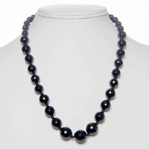 Genuine Black Crystal Onyx Semi Precious Stone Necklace Looks Unique