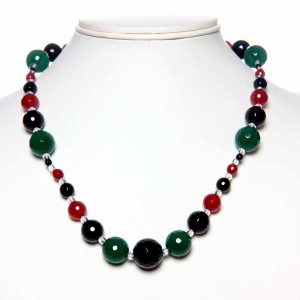 Healing Reiki Crystal Onyx & Quartz Semi Precious Stone Necklace