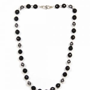 Onyx & Quartz Chakra Healing Semiprecious Stone Necklace Feels Secure