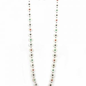 Beautiful & Genuine Black Green Red Onyx & Mother Of Pearl Necklace