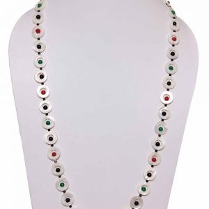 Beautiful & Genuine Black Green Red Onyx & Mother Of Pearl Necklace