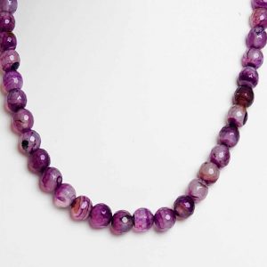 7 Chakra Purple Round Bead Onyx Healing Crystal Semi Precious Necklace