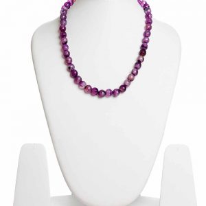 7 Chakra Purple Round Bead Onyx Healing Crystal Semi Precious Necklace