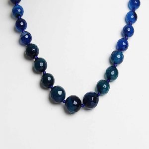 Natural Round Bead Blue Onyx Healing Semi Precious Stone Necklace