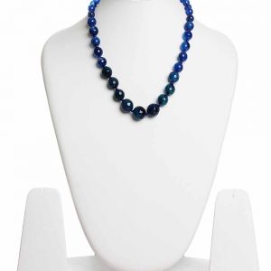 Natural Round Bead Blue Onyx Healing Semi Precious Stone Necklace