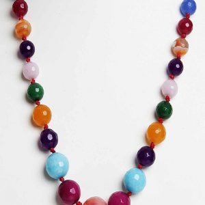 Natural Round Bead Crytal Onyx Semi Precious Stone Graduation Necklace