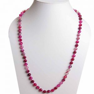 Natural Reiki Crystal Pink Onyx Semi Precious Gemstone Classy Necklace