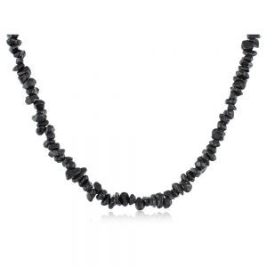 Genuine Black Spinal Healing Crystal Semi Precious Gemstone Necklace