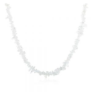 Natural White Quartz Healing Crytal Semi Precious Stone Chips Necklace