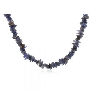 Natural Blue Crystal Iolite Semi Precious Gemstone Chips Necklace