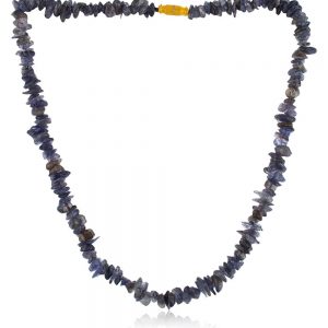 Natural Blue Crystal Iolite Semi Precious Gemstone Chips Necklace