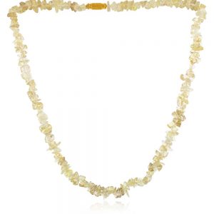 Genuine Yellow Lemon Quartz Crytal Semi Precious Stone Chips Necklace