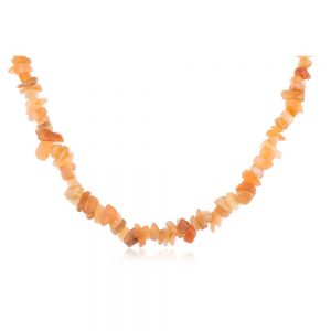 Natural Healing Chakra Peach Semi Precious Moonstone Stone Necklace