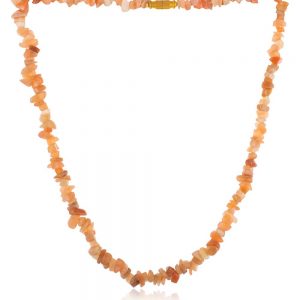 Natural Healing Chakra Peach Semi Precious Moonstone Stone Necklace