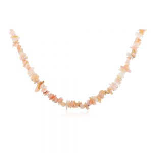 Natural Reiki Crystal Pink Opal Semi Precious Gemstone Chips Necklace