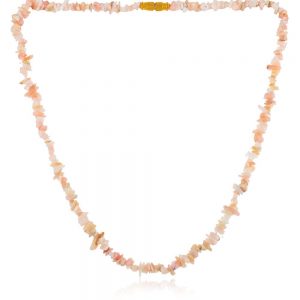 Natural Reiki Crystal Pink Opal Semi Precious Gemstone Chips Necklace