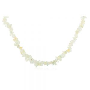 Genuine Reiki Crystal Green Prehnite Semi Precious Gemstone Necklace