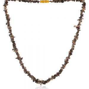 Genuine Healing Light Black Quartz Semi Precious Gemstone Necklace