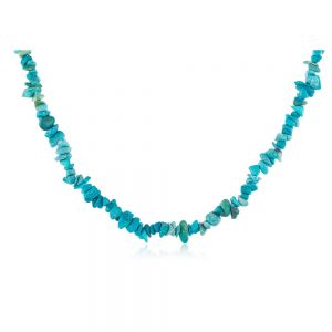Genuine Healing Crystal Blue Turquoise Precious Stone Chips Necklace