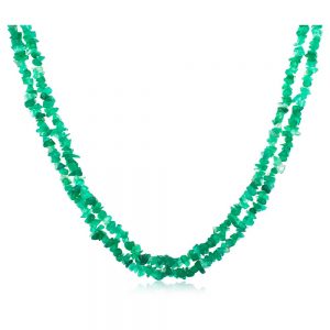 Genuine Healing Crystal Green Onyx Chips Semi Precious Stone Necklace