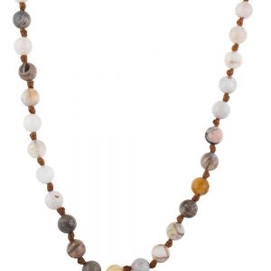 Genuine Healing Chakra Bamboo Leaf Agate Semi Precious Stone Necklace