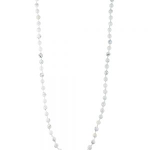 Genuine Howlite 32” Semi Precious Stone Round Bead Necklace