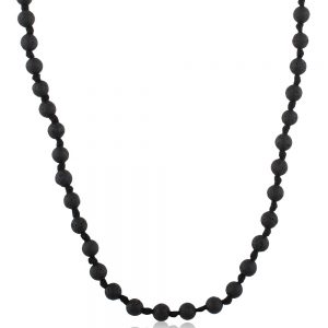Genuine Crystal Black Lava Rock Semi Precious Stone Passion Necklace