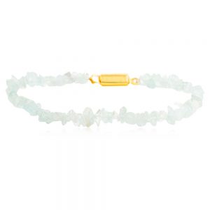 Natural Crystal Aquamarine Semi Precious Stone Bracelet Soothes Fears