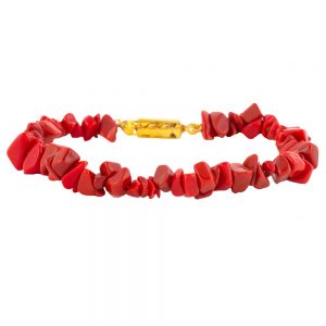 Genuine Reiki Crystal Red Coral Semi Precious Chips Gemstone Bracelet
